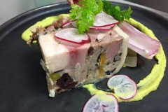 terrine maison de caille, canard et foie gras